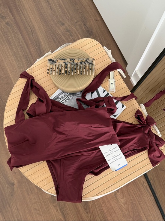 H&M Other - H&M Women's Burgundy Bandeau Tie Bikini Top and High-Waist Bottom